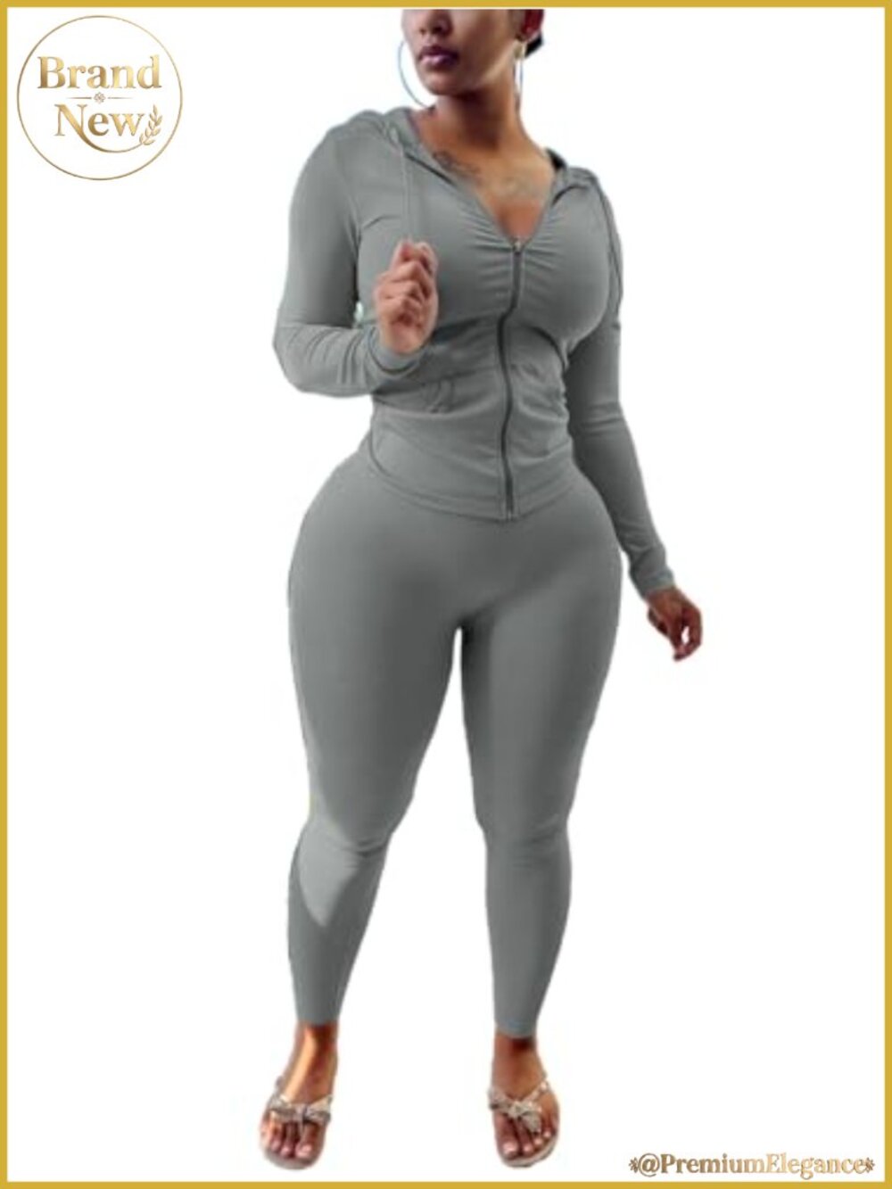 Two Piece Outfits Women Long Sleeve Bodycon Tracksuit Sweatsuit Jogger Set